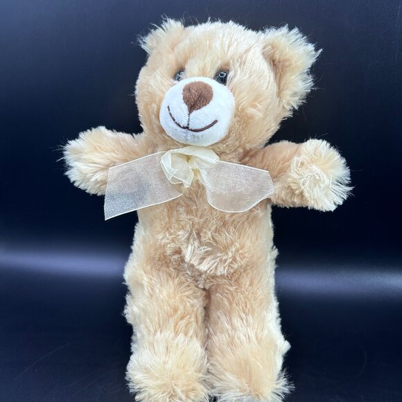 Xenox Smiling Teddy Bear Wearing a Bow Stuffed Animal Plush Toy Beige - Picture 2 of 11